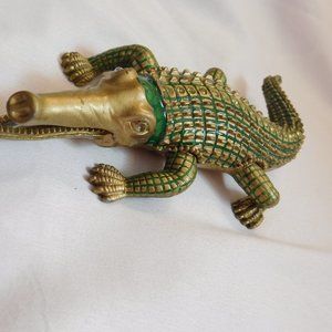 Vintage Crocodile Enameled Rhinestone Figurine